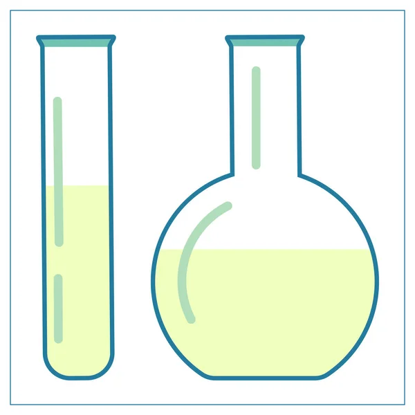 Vektorová Plochá Ilustrace Laboratorním Přístrojem Barevným Roztokem Stylizovaný Výkres Pro — Stockový vektor