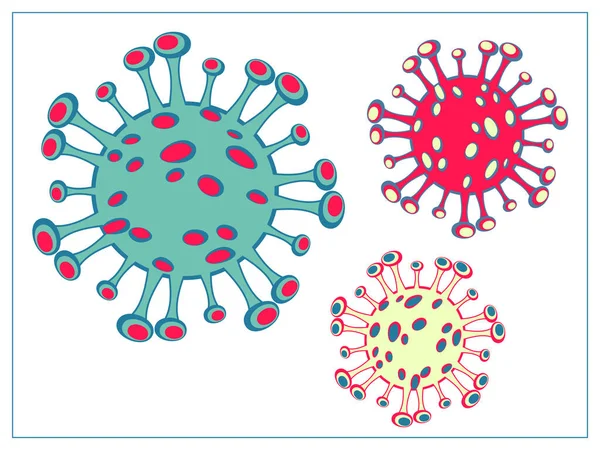 Vector Flat Illustration Bacteria Virus Cells Germs Epidemic Bacillus Stylized — Stock Vector