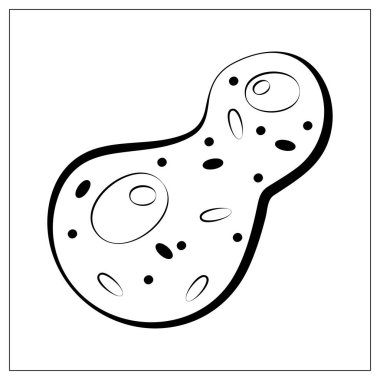 Ana hatları bakteri, virüs, hücre, mikrop ya da salgın bakteriler olan vektör çizimi. Web sitenizin tasarımı, logosu, uygulaması ve UI için stilize edilmiş çizim. Beyaz arkaplanda izole hisse senedi çizimi.