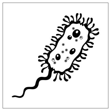 Ana hatları bakteri, virüs, hücre, mikrop ya da salgın bakteriler olan vektör çizimi. Web sitenizin tasarımı, logosu, uygulaması ve UI için stilize edilmiş çizim. Beyaz arkaplanda izole hisse senedi çizimi.