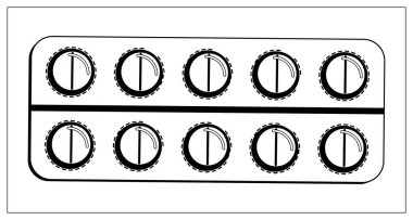 Kapsüllü ve tabletli su toplamanın ana hatlarıyla vektör illüstrasyonu. Web sitenizin tasarımı, logosu, uygulaması ve UI için stilize edilmiş çizim. Beyaz arkaplanda izole hisse senedi çizimi.
