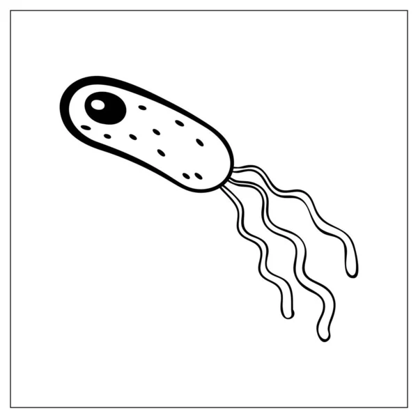 Ilustración Vectorial Con Contornos Bacterias Virus Células Gérmenes Bacilos Epidémicos — Vector de stock