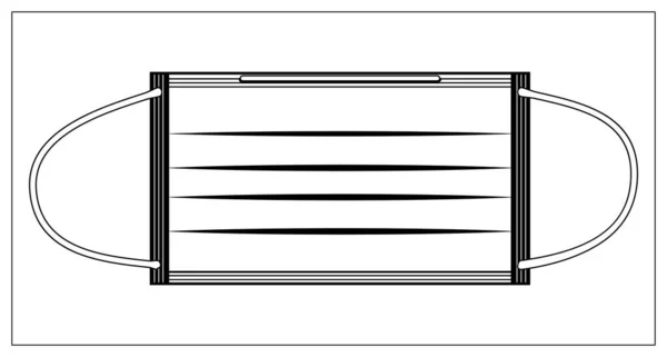 医療保護ファブリックマスクの輪郭とベクトルイラスト ウェブサイトのデザイン アプリ Uiのためのスタイル化された図面 白を基調とした切り離されたストックイラスト — ストックベクタ