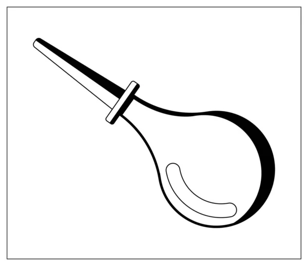 Vektorillustration Mit Umrissen Von Spritzenkugel Medizinsilikon Tropfer Stilisierte Zeichnung Für — Stockvektor