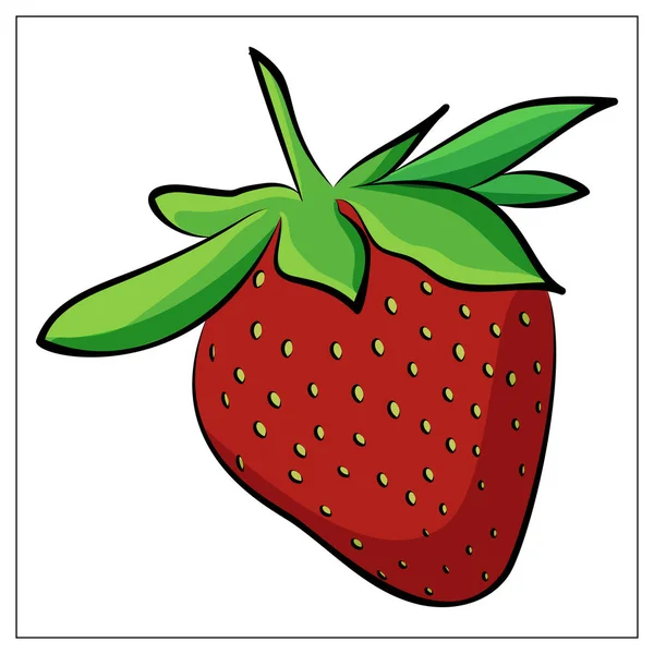 Illustration Vectorielle Avec Une Fraise Simple Dessin Stylisé Pour Conception — Image vectorielle