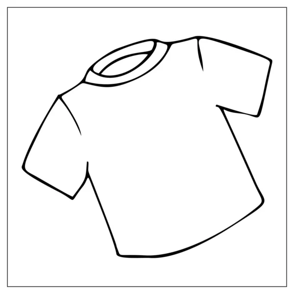 Ilustración Vectorial Con Contornos Camiseta Simple Básica Blanca Dibujo Estilizado — Vector de stock