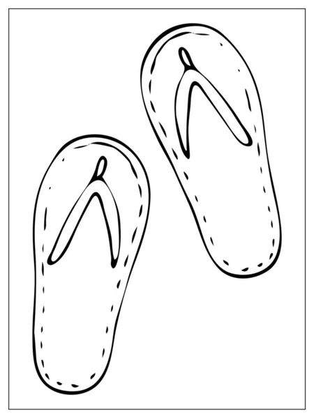 Vektor Illustration Mit Umrissen Von Strandsandalen Flip Flop Stilisierte Zeichnung — Stockvektor