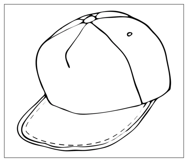 Ilustração Vetorial Com Contornos Boné Básico Beisebol Simples Desenho Estilizado —  Vetores de Stock