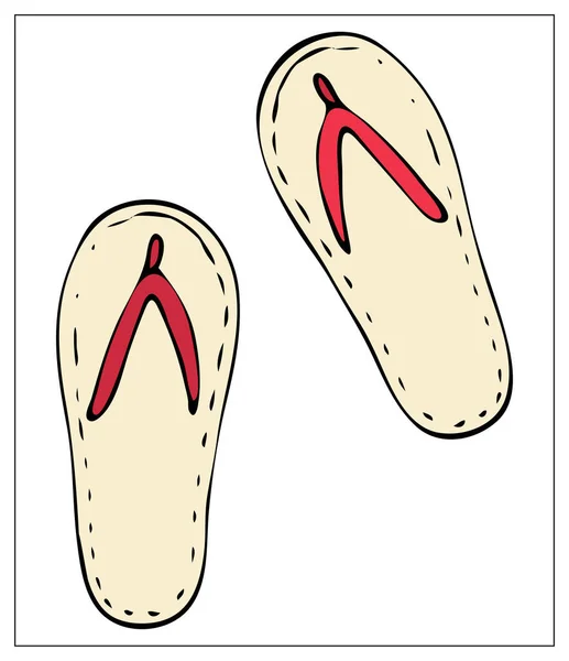 Vektorillustration Med Par Strandsandaler Flip Flop Stiliseret Tegning Til Dit – Stock-vektor