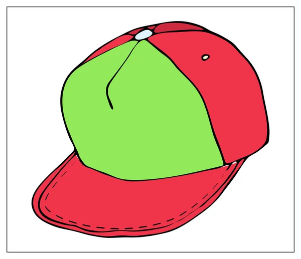 Ilustración Vectorial Con Una Gorra Béisbol Básica Roja Dibujo Estilizado — Archivo Imágenes Vectoriales