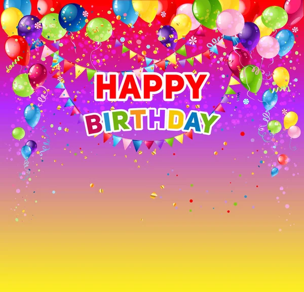 Šťastné narozeniny přání s balónky — Stockový vektor