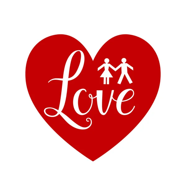 Röd kärlek bokstäver på hjärtat — Stock vektor