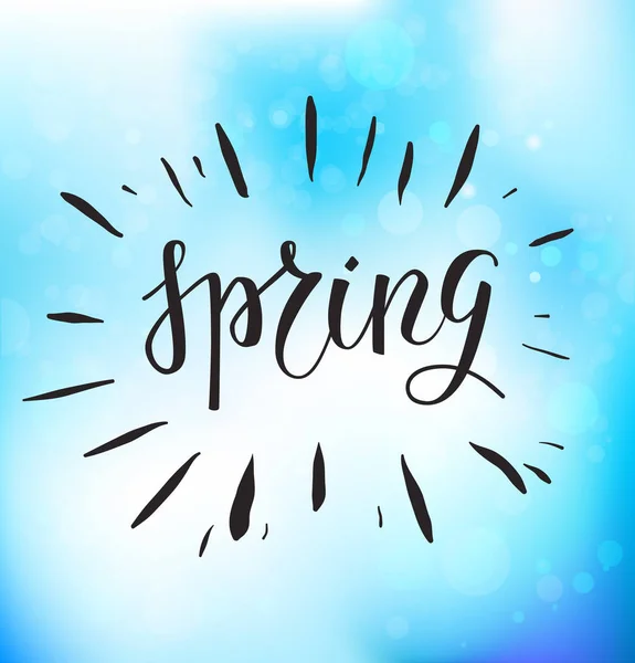 Spring modern lettering on blue background — Stock Vector