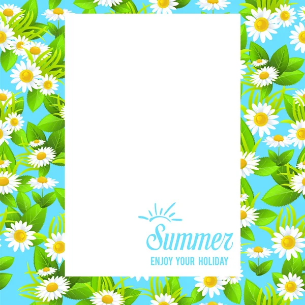 Marco de verano floral — Vector de stock