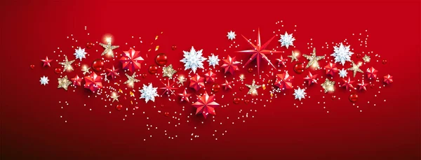 Banner plano rojo con estrellas — Vector de stock