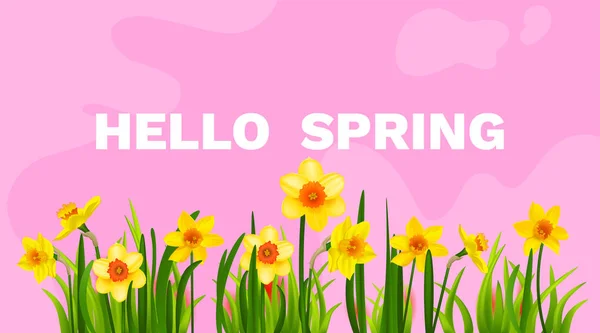 Seasonal nature Hello spring banner — Stock Vector