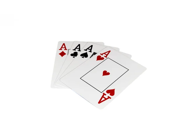 Cartas de baralho isoladas no fundo branco — Fotografia de Stock