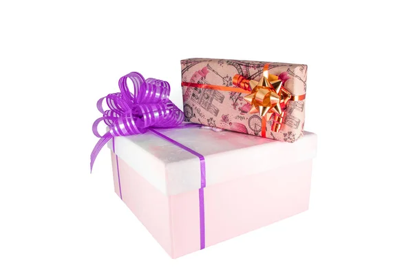 Dos cajas de regalo con arcos — Foto de Stock