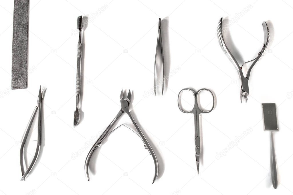 A set of cosmetic tools for manicure and pedicure closeup.NEF