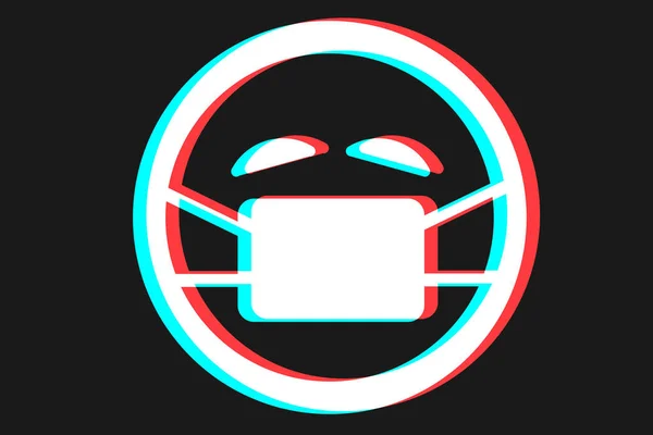 Gülümseyen ikon Vektör illüstrasyonu mavi ve beyaz renklerde