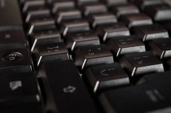Abstract Background Black Computer Keyboard Closeup Photo Bokeh Can Used — Stock Photo, Image