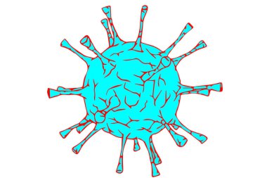 Coronavirus, mavi ve pembe renkli Covid-19.