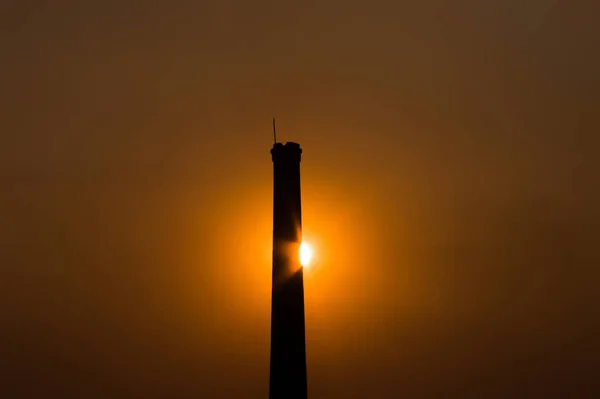 Sunset Tower Orange Colors Photo Sunset Dark Trees — Stock Photo, Image