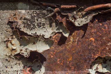 Eski çatlak boyanın dokusu. Paslı duvardan arka plan