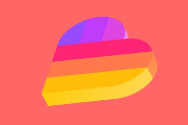 Kalbin üç boyutlu olarak farklı renklerde vektör illüstrasyonu