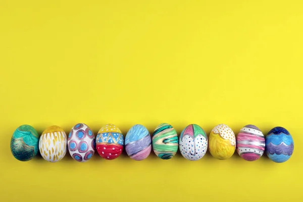 Easter Eggs Yellow Background — Stock Photo, Image