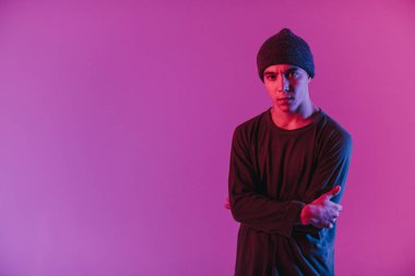 Portrait Of A Young Dancer. Breakdancing. Poster Of A Dance School. Copy Space. The Male Dancer.