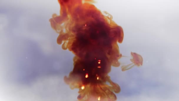 Brown color paint ink drops in water slow motion 4k video background with copy space. Inky cloud swirling flowing underwater. Abstract isolated smoke explosion. Virus Coronavirus concept — Stock Video