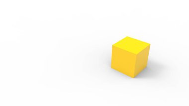 Beyaz bir stüdyo ortamında izole edilmiş 3 boyutlu küp kare görüntüleme