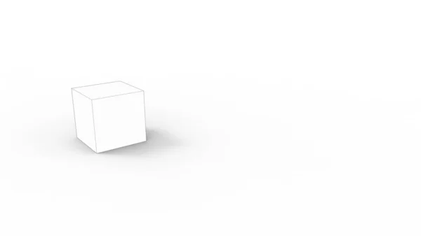 3d απόδοση ενός κυβικού κουτιού που απομονώνεται σε ένα λευκό περιβάλλον στούντιο — Φωτογραφία Αρχείου