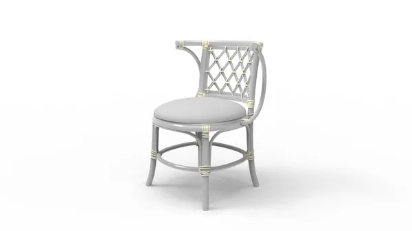 3D візуалізація дерев'яного стільця ізольовано на білому тлі — стокове фото