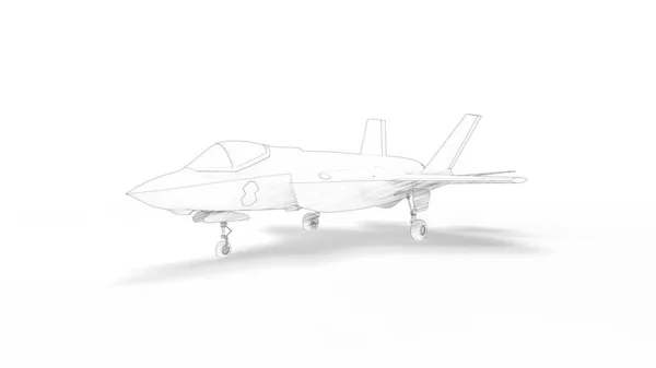 Moderno jet da combattimento 3d rendering isolato su sfondo bianco — Foto Stock