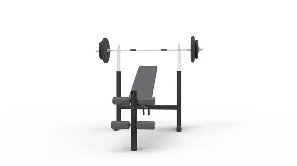 Instalace bench press 3d vykreslování izolované v bílém pozadí — Stock fotografie