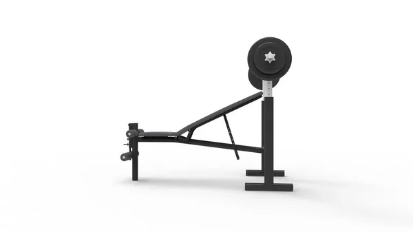 Instalace bench press 3d vykreslování izolované v bílém pozadí — Stock fotografie