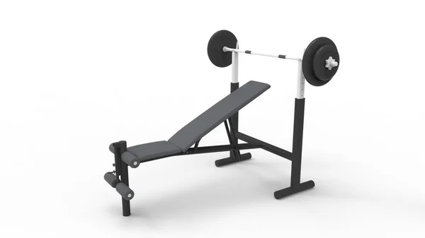 Instalace bench press 3d vykreslování izolované v bílém pozadí — Stock fotografie