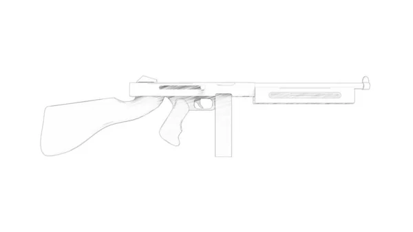 Machine gun 3d rendering isolated in white background — 스톡 사진