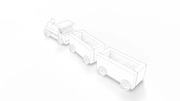 3d renderização de um trem de brinquedo com carruagens isoladas em fundo branco — Fotografia de Stock