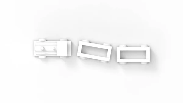 3D рендеринг игрушечного поезда с вагонами изолированы на белом фоне — стоковое фото