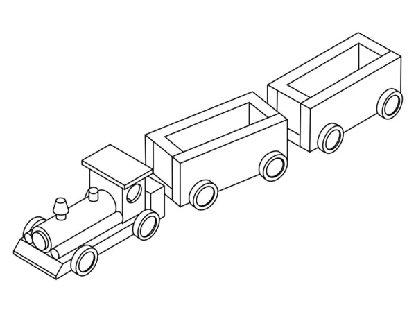 Ilustração vetorial de um trem de brinquedo com carruagens isoladas em fundo branco —  Vetores de Stock