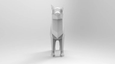 Beyaz arkaplanda izole edilmiş düşük çokgenin 3D görüntülemesi