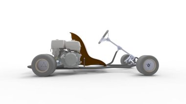Go kart, beyaz stüdyo arka planında izole edilmiş.