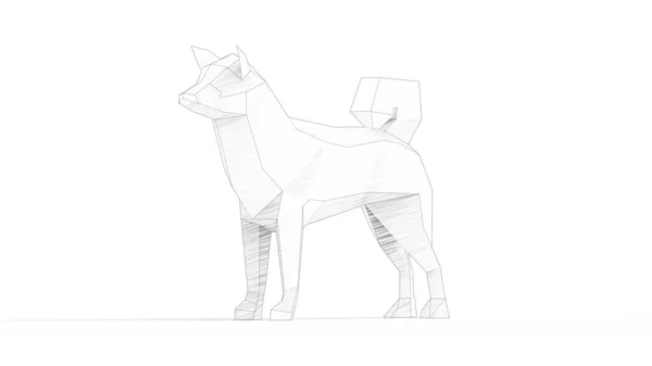 3d renderelés egy kutya alacsony poligon elszigetelt fehér háttér — Stock Fotó