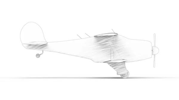 Beyaz arkaplanda izole edilmiş bir çift kanatlı uçağın 3d görüntülenmesi — Stok fotoğraf
