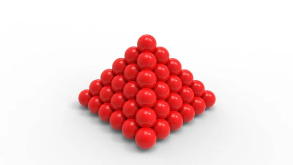 3d rendering of a pyramid of balls isolated in white background — 스톡 사진