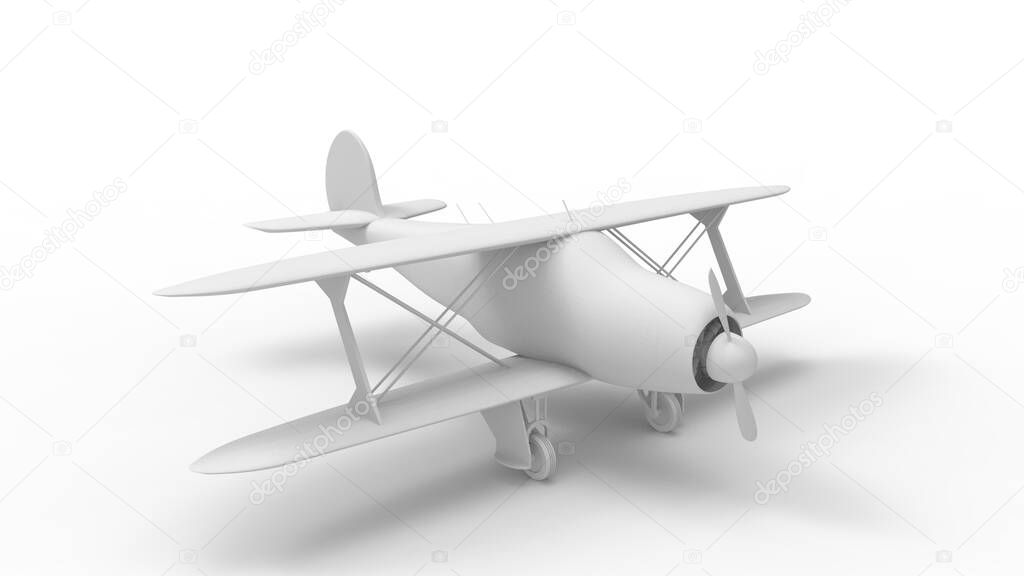 3d rendering of a bi plane isolated in white background