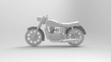 Stüdyo arka planında izole edilmiş eski bir motosikletin 3D görüntüsü